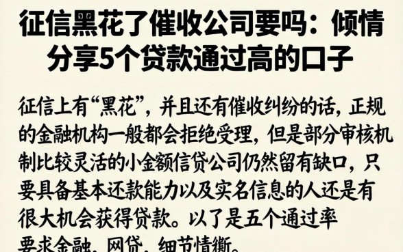 征信黑花了催收公司要吗，倾情分享5个贷款通过高的口子