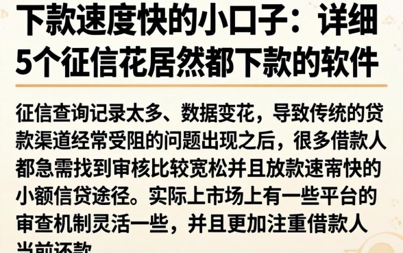 下款速度快的小口子，详细阐述5个征信花居然都下款的软件