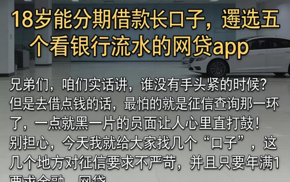 18岁能分期借款的口子，遴选五个看银行流水的网贷app