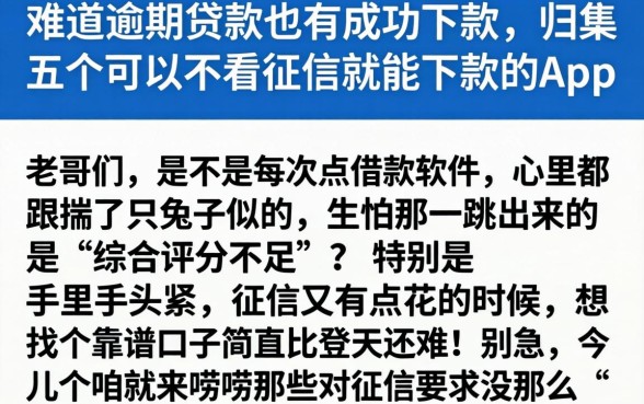 难道逾期贷款也有成功下款，归集五个可以不看征信就能下款的app
