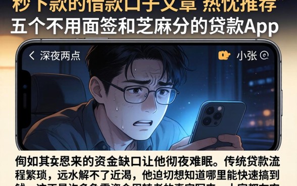 秒下款的借款口子文章，热忱推荐五个不用面签和芝麻分的贷款app