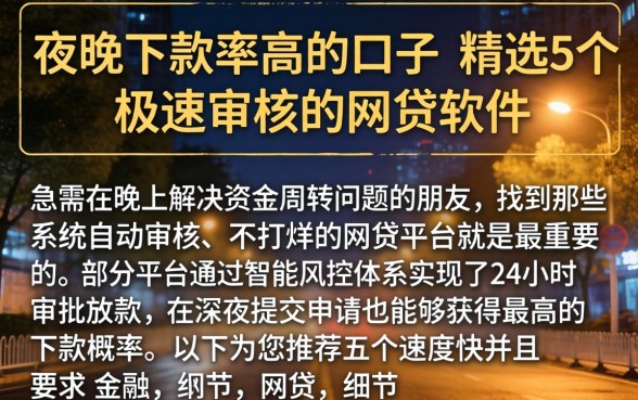 夜间下款率高的口子，精选5个极速审核的网贷软件