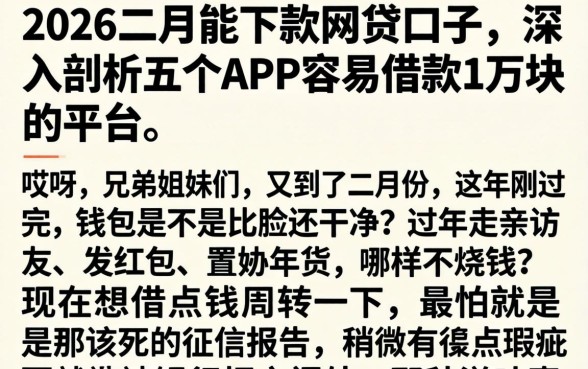 2026二月能下款的网贷口子，深入剖析五个APP容易借款1万块的平台