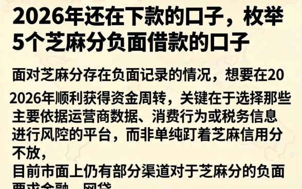 2026年还在下款的口子，枚举5个芝麻分负面借款的口子