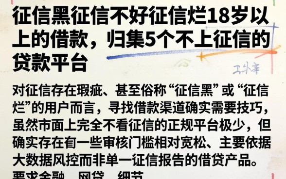 征信黑征信不好征信烂18岁以上的借款，归集5个不上征信的贷款平台