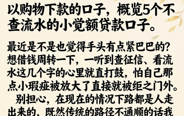 以购物下款的口子，概览5个不查流水的小额度贷款口子