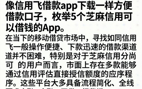 像信用飞借款app下载一样方便的借款口子，枚举5个芝麻信用可以借钱的app