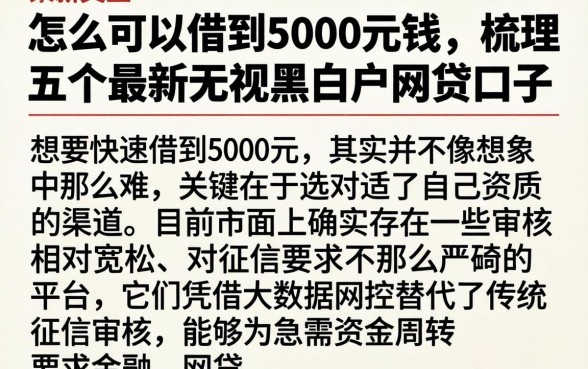 怎么可以借到5000元钱，梳理五个最新无视黑白户网贷口子
