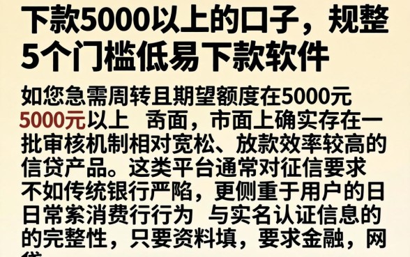 下款5000以上的口子，规整5个门槛低易下款软件