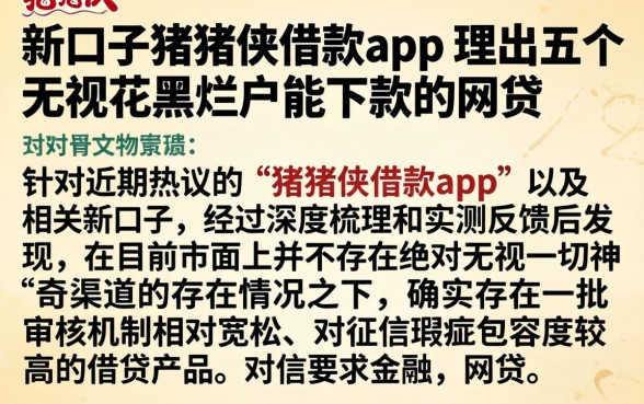 新口子猪猪侠借款app，理出五个无视花黑烂户能下款的网贷