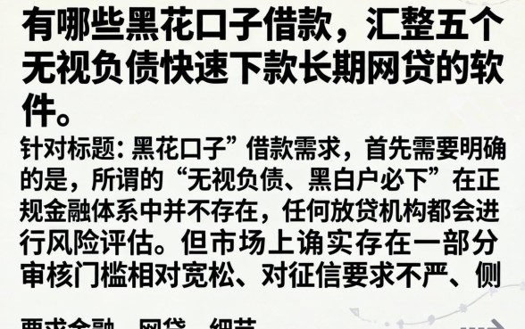 有哪些黑花口子借款,汇整五个无视负债快速下款长期网贷的软件