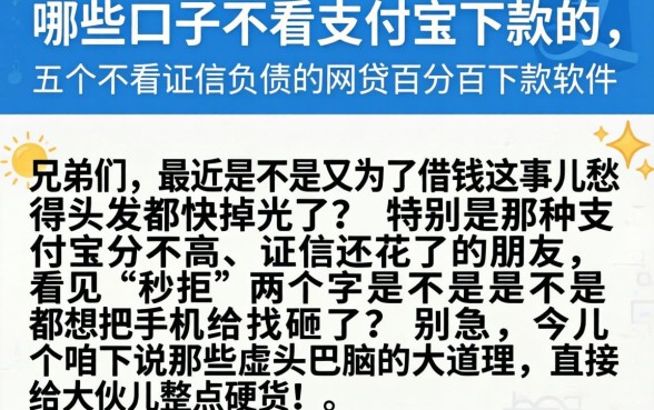 哪些口子不看支付宝下款的，详细阐述五个不看征信负债的网贷百分百下款软件