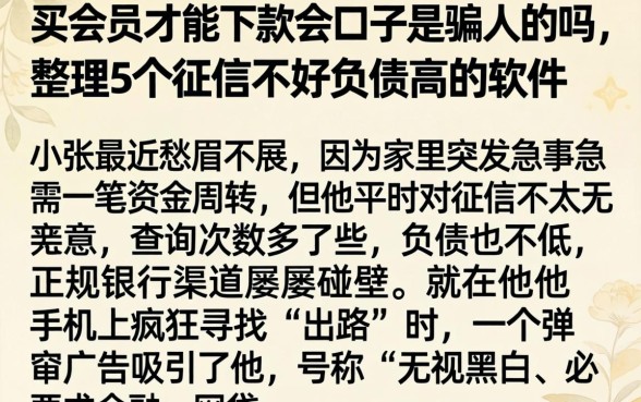 买会员才能下款的口子是骗人的吗，整理5个征信不好负债高的软件