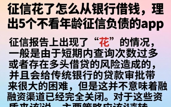 征信花了怎么从银行借钱，理出5个不看年龄征信负债的app