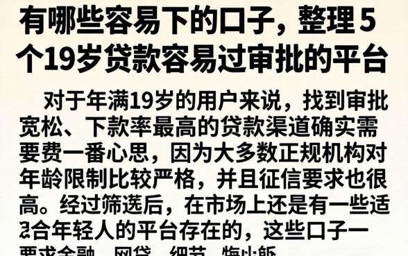 有哪些容易下的口子，整理5个19岁贷款容易过审批的平台