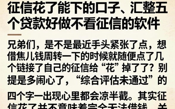 征信花了能下的口子，汇整五个贷款好做不看征信的软件