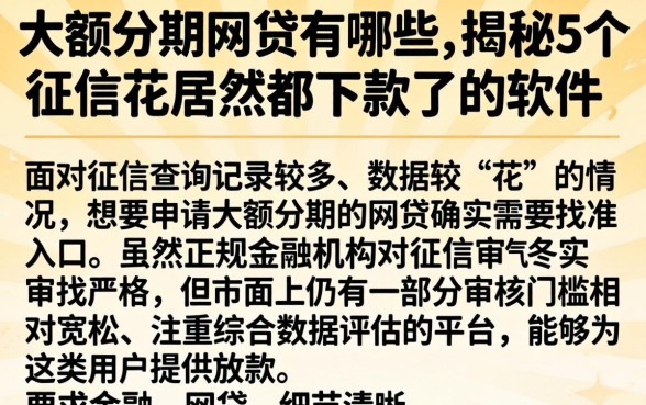 大额分期的网贷有哪些，揭秘5个征信花居然都下款了的软件