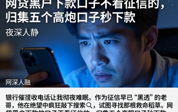 网贷黑户下款的口子不看征信的，归集五个高炮口子秒下款