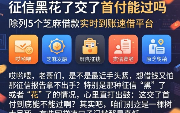 征信黑花了交了首付能过吗，陈列5个芝麻借款实时到账速借平台