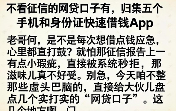 不看征信的网贷口子有，归集五个手机和身份证快速借钱app