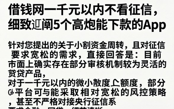 借钱网一千元以内不看征信，细致阐述5个高炮能下款的app