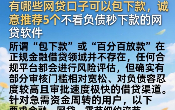 有哪些网贷口子可以包下款，诚意推荐5个不看负债秒下款的网贷软件
