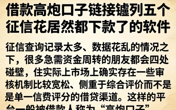 借款高炮口子链接，胪列五个征信花居然都下款了的软件