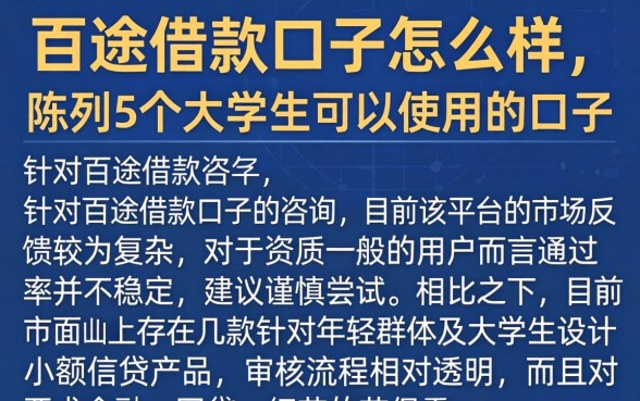 百途借款口子怎么样,陈列5个大学生可以使用的口子