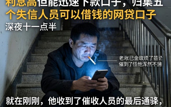 利息高但能迅速下款的口子，归集五个失信人员可以借钱的网贷口子