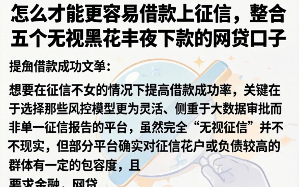 怎么才能更容易借款上征信，整合五个无视黑花半夜下款的网贷口子