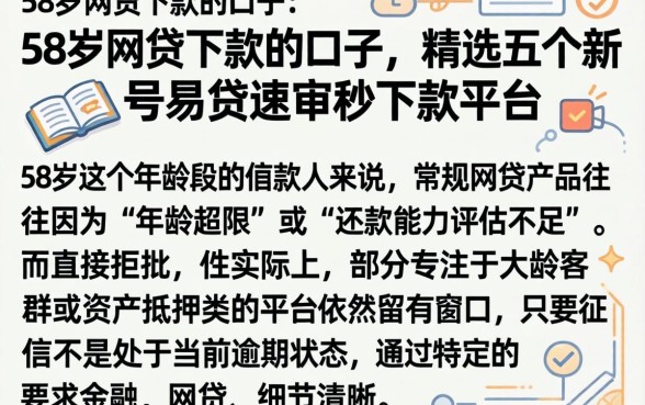 58岁网贷下款的口子，精选五个新号易贷速审秒下款平台