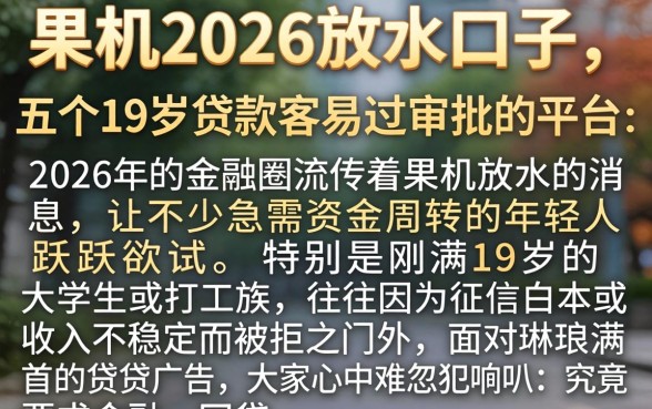 果机2026放水口子，详细阐述五个19岁贷款容易过审批的平台