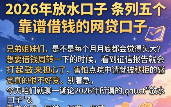 2026年放水口子，条列五个靠谱借钱的网贷口子