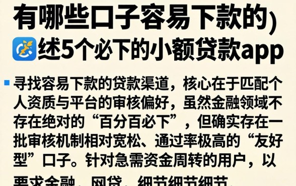 有哪些口子容易下款的，细致阐述5个必下的小额贷款app
