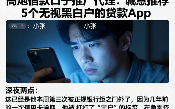 高炮借款口子推广代理，诚意推荐5个无视黑白户的贷款app