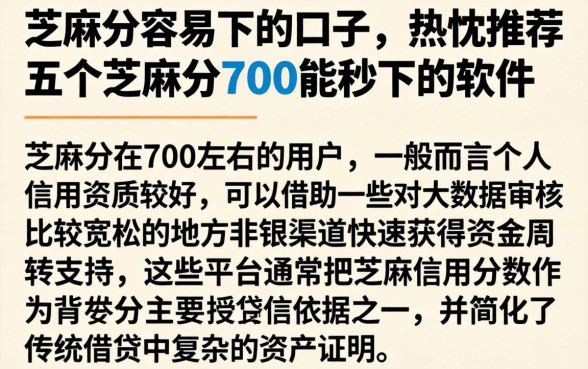 芝麻分容易下的口子，热忱推荐五个芝麻分700能秒下的软件