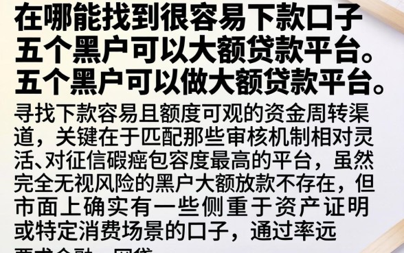 在哪能找到很容易下款的口子，详尽说明五个黑户可以做大额贷款平台