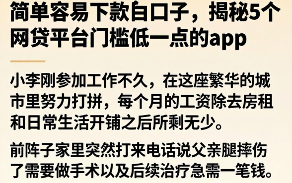 简单容易下款的口子，揭秘5个网贷平台门槛低一点的app