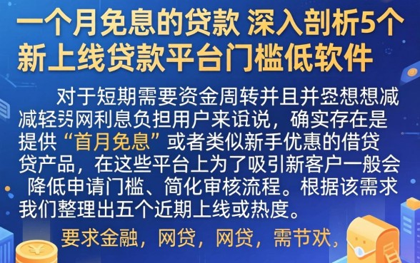 一个月免息的贷款,深入剖析5个新上线贷款平台门槛低软件