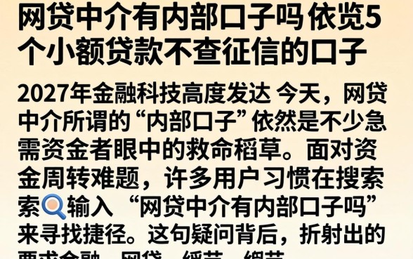 网贷中介有内部口子吗，概览5个小额贷款不查征信的口子