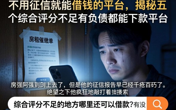 不用征信就能借钱的平台，揭秘五个综合评分不足有负债都能下款平台