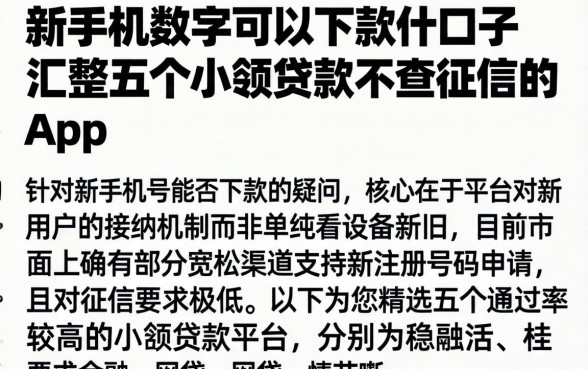 新手机数字可以下款的口子，汇整五个小额贷款不查征信的app