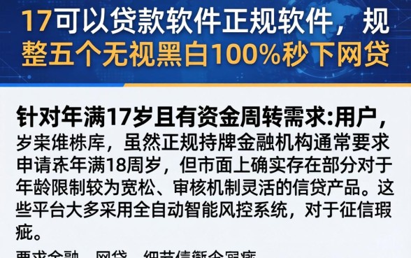 17可以贷款的软件正规软件，规整五个无视黑白100%秒下网贷
