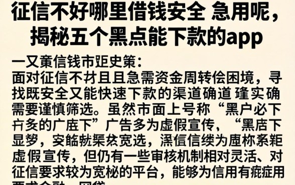 征信不好哪里借钱安全 急用呢，揭秘五个黑户能下款的app