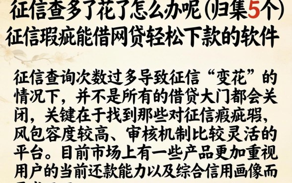 征信查多了花了怎么办呢，归集5个征信瑕疵也能借网贷轻松下款的软件