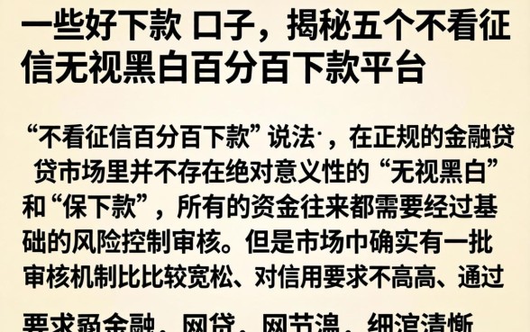 一些好下款的口子，揭秘五个不看征信无视黑白百分百下款平台