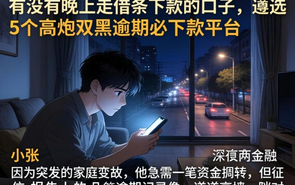 有没有晚上走借条下款的口子，遴选5个高炮双黑逾期必下款平台