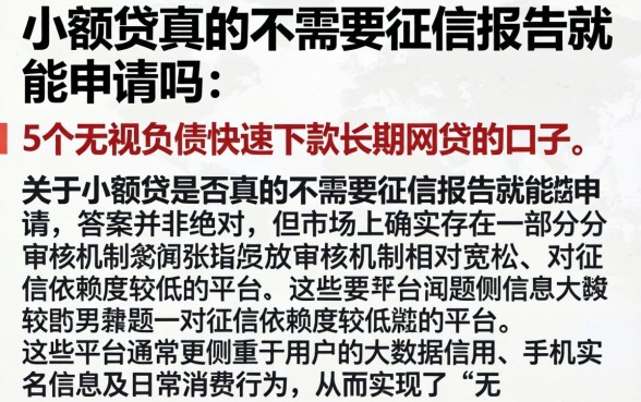 小额贷真的不需要征信报告就能申请吗，细致阐述5个无视负债快速下款长期网贷的口子