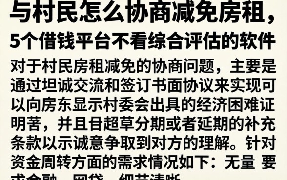 与村民怎么协商减免房租，详尽说明5个借钱平台不看综合评估的软件