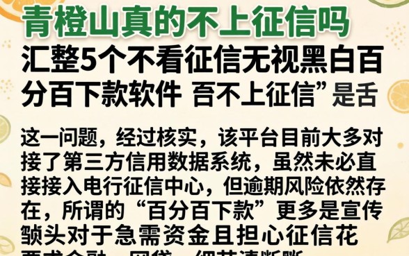 青橙山真的不上征信吗,汇整5个不看征信无视黑白百分百下款软件